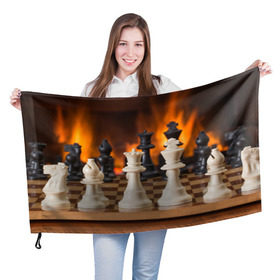 Флаг 3D с принтом Шахматы в Екатеринбурге, 100% полиэстер | плотность ткани — 95 г/м2, размер — 67 х 109 см. Принт наносится с одной стороны | Тематика изображения на принте: дамка | доска | игра | игры | камин | конь | король | огне | огнём | огненное | огонь | пешка | пламя | слон | ферзь | фигурки | фигуры | шахматная | шахматы