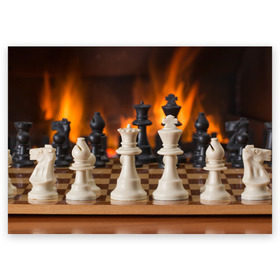 Поздравительная открытка с принтом Шахматы в Екатеринбурге, 100% бумага | плотность бумаги 280 г/м2, матовая, на обратной стороне линовка и место для марки
 | дамка | доска | игра | игры | камин | конь | король | огне | огнём | огненное | огонь | пешка | пламя | слон | ферзь | фигурки | фигуры | шахматная | шахматы