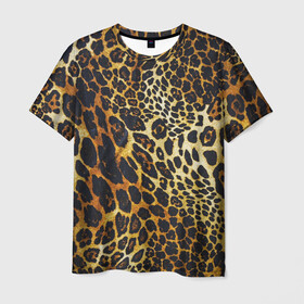 Мужская футболка 3D с принтом Леопард в Екатеринбурге, 100% полиэфир | прямой крой, круглый вырез горловины, длина до линии бедер | Тематика изображения на принте: кошка | лео | леопард | мех | хищник