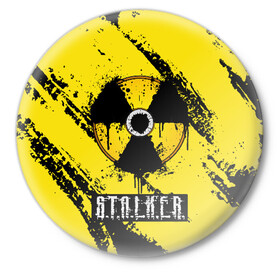 Значок с принтом S.T.A.L.K.E.R. в Екатеринбурге,  металл | круглая форма, металлическая застежка в виде булавки | game | stalker | зона | игра | радиация | сталкер | чернобыль