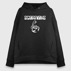 Женское худи Oversize хлопок с принтом SCORPIONS в Екатеринбурге, френч-терри — 70% хлопок, 30% полиэстер. Мягкий теплый начес внутри —100% хлопок | боковые карманы, эластичные манжеты и нижняя кромка, капюшон на магнитной кнопке | scorpions | клаус майне | маттиас ябс | микки ди | павел мончивода | рудольф шенкер | скорпион | скорпионс