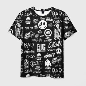 Мужская футболка 3D с принтом VAPE LOGOBOMBING в Екатеринбурге, 100% полиэфир | прямой крой, круглый вырез горловины, длина до линии бедер | bad | baddrip | bombing | cloud | coil | drip | logo | smoke | vape | wape | бак | бэд дрип | вейп | вейпер | вейпинг | вэйп | дрипка | дым | койл | культура | лого | логотип | мод | облако | пар | хипстер