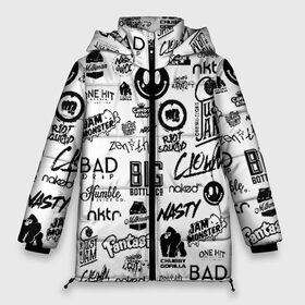 Женская зимняя куртка 3D с принтом VAPE LOGOBOMBING в Екатеринбурге, верх — 100% полиэстер; подкладка — 100% полиэстер; утеплитель — 100% полиэстер | длина ниже бедра, силуэт Оверсайз. Есть воротник-стойка, отстегивающийся капюшон и ветрозащитная планка. 

Боковые карманы с листочкой на кнопках и внутренний карман на молнии | bad | baddrip | bombing | cloud | coil | drip | logo | smoke | vape | wape | бак | бэд дрип | вейп | вейпер | вейпинг | вэйп | дрипка | дым | койл | культура | лого | логотип | мод | облако | пар | хипстер