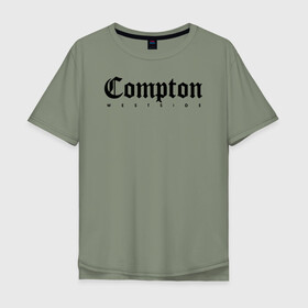 Мужская футболка хлопок Oversize с принтом Compton west side в Екатеринбурге, 100% хлопок | свободный крой, круглый ворот, “спинка” длиннее передней части | compton | west side | вест сайд | вестсайд | западная сторона | западное побережье | калифорния | комптон | лос анджелес | надпись | реп | реперская | рэп