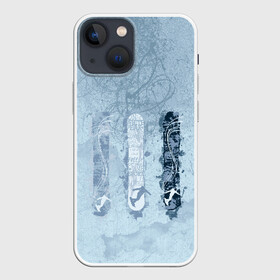 Чехол для iPhone 13 mini с принтом три сноуборда в Екатеринбурге,  |  | Тематика изображения на принте: горы | зима | природа | снег | сноуборд | спорт