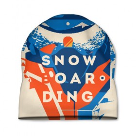 Шапка 3D с принтом SNOW BOAR DING в Екатеринбурге, 100% полиэстер | универсальный размер, печать по всей поверхности изделия | горы | зима | природа | снег | сноуборд | спорт