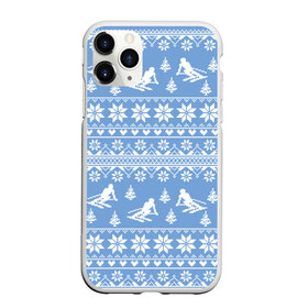 Чехол для iPhone 11 Pro матовый с принтом Вязаный свитер с лыжниками в Екатеринбурге, Силикон |  | горы | зима | лыжи | природа | снег | спорт