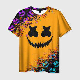 Мужская футболка 3D с принтом MARSHMELLO HALLOWEEN в Екатеринбурге, 100% полиэфир | прямой крой, круглый вырез горловины, длина до линии бедер | america | dj | halloween | marshmello | marshmello halloween | usa | америка | маршмелло | маршмелло хеллоуин | хеллоуин | хэллоуин