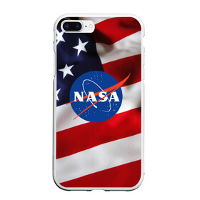 Чехол для iPhone 7Plus/8 Plus матовый с принтом NASA USA в Екатеринбурге, Силикон | Область печати: задняя сторона чехла, без боковых панелей | nasa | space x | spacex | usa | астронавт | астронавтика | космонавт | наса | сша