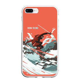 Чехол для iPhone 7Plus/8 Plus матовый с принтом BORN TO SKI в Екатеринбурге, Силикон | Область печати: задняя сторона чехла, без боковых панелей | горы | зима | лыжи | природа | снег | спорт