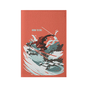 Обложка для паспорта матовая кожа с принтом BORN TO SKI в Екатеринбурге, натуральная матовая кожа | размер 19,3 х 13,7 см; прозрачные пластиковые крепления | Тематика изображения на принте: горы | зима | лыжи | природа | снег | спорт