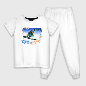 Детская пижама хлопок с принтом Skiing speed в Екатеринбурге, 100% хлопок |  брюки и футболка прямого кроя, без карманов, на брюках мягкая резинка на поясе и по низу штанин
 | горы | зима | лыжи | природа | снег | спорт