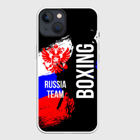 Чехол для iPhone 13 с принтом Boxing Russia Team в Екатеринбурге,  |  | Тематика изображения на принте: boxer | boxing | russia team | бокс | боксер | сборная россии | тайский бокс