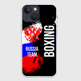 Чехол для iPhone 13 mini с принтом Boxing Russia Team в Екатеринбурге,  |  | boxer | boxing | russia team | бокс | боксер | сборная россии | тайский бокс