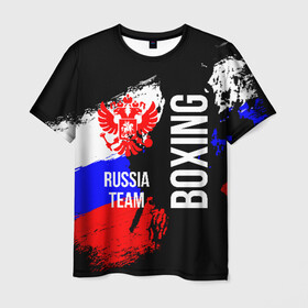 Мужская футболка 3D с принтом Boxing Russia Team в Екатеринбурге, 100% полиэфир | прямой крой, круглый вырез горловины, длина до линии бедер | boxer | boxing | russia team | бокс | боксер | сборная россии | тайский бокс