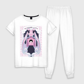 Женская пижама хлопок с принтом Sailor moon wicked life в Екатеринбурге, 100% хлопок | брюки и футболка прямого кроя, без карманов, на брюках мягкая резинка на поясе и по низу штанин | bunny | usagi | аниме | банни цукино | сейлор мун | усаги цукино