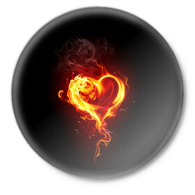 Значок с принтом Огненное сердце в Екатеринбурге,  металл | круглая форма, металлическая застежка в виде булавки | 14 февраля | heart | в подарок | горящее | день святого валентина | для влюбленных | для подарка | огненный | огонь | сердце