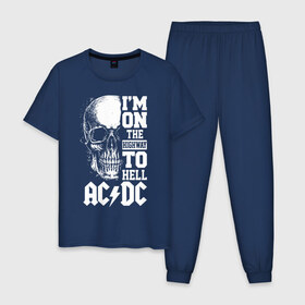 Мужская пижама хлопок с принтом AC/DC в Екатеринбурге, 100% хлопок | брюки и футболка прямого кроя, без карманов, на брюках мягкая резинка на поясе и по низу штанин
 | ac dc | acdc | acdc ас дс | австралийская | ангус янг | асдс | блюз | группа | крис слэйд | метал | молния | музыка | певцы | рок | рок н ролл | стиви янг | хард | хардрок | эксл роуз