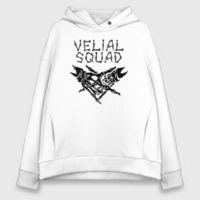 Женское худи Oversize хлопок с принтом VELIAL SQUAD в Екатеринбурге, френч-терри — 70% хлопок, 30% полиэстер. Мягкий теплый начес внутри —100% хлопок | боковые карманы, эластичные манжеты и нижняя кромка, капюшон на магнитной кнопке | velial squad | велиал сквад