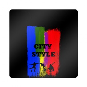 Магнит виниловый Квадрат с принтом City style в Екатеринбурге, полимерный материал с магнитным слоем | размер 9*9 см, закругленные углы | city | style | велик | велосипед | велосипедист | графити | граффити | краска | краски. мазки краски | мазки | скуйтборд | спорт | футбол | цветное