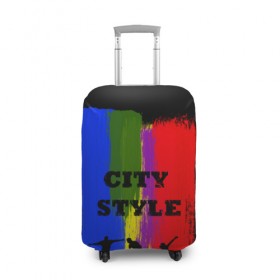 Чехол для чемодана 3D с принтом City style в Екатеринбурге, 86% полиэфир, 14% спандекс | двустороннее нанесение принта, прорези для ручек и колес | city | style | велик | велосипед | велосипедист | графити | граффити | краска | краски. мазки краски | мазки | скуйтборд | спорт | футбол | цветное