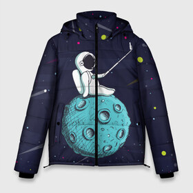 Мужская зимняя куртка 3D с принтом Сэлфи Космонавта в Екатеринбурге, верх — 100% полиэстер; подкладка — 100% полиэстер; утеплитель — 100% полиэстер | длина ниже бедра, свободный силуэт Оверсайз. Есть воротник-стойка, отстегивающийся капюшон и ветрозащитная планка. 

Боковые карманы с листочкой на кнопках и внутренний карман на молнии. | galaxy | moon | вселенная | галактика | звезды | космонавт | космос | луна | месяц | сэлфи | сэлфипалка