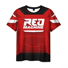 Мужская футболка 3D с принтом Red Machine в Екатеринбурге, 100% полиэфир | прямой крой, круглый вырез горловины, длина до линии бедер | Тематика изображения на принте: hockey | red | russia | team | красная | машина | россия | сборная | хоккей