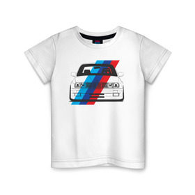 Детская футболка хлопок с принтом BMW M3 (E30) (M флаг) в Екатеринбурге, 100% хлопок | круглый вырез горловины, полуприлегающий силуэт, длина до линии бедер | bmw | bmw m3 | bmw m3 e30 | e30 | m3 | бмв | бмв м3 | м3