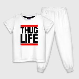 Детская пижама хлопок с принтом THUG LIFE в Екатеринбурге, 100% хлопок |  брюки и футболка прямого кроя, без карманов, на брюках мягкая резинка на поясе и по низу штанин
 | Тематика изображения на принте: 2pac | thug life | tupac | tupac shakur | жизнь головореза | тупак | тупак шакур