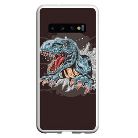 Чехол для Samsung Galaxy S10 с принтом T-Rex в Екатеринбурге, Силикон | Область печати: задняя сторона чехла, без боковых панелей | Тематика изображения на принте: art | dino | dinos | dinosaur | raptor | style | trex | velociraptor | арт | динозавр | мир юрского периода | ти рекс | ящер