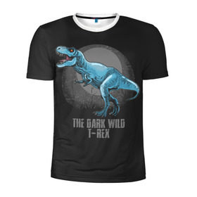 Мужская футболка 3D спортивная с принтом Dinosaur t-rex в Екатеринбурге, 100% полиэстер с улучшенными характеристиками | приталенный силуэт, круглая горловина, широкие плечи, сужается к линии бедра | art | dino | dinos | dinosaur | raptor | style | trex | velociraptor | арт | динозавр | мир юрского периода | ти рекс | ящер