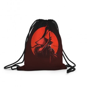 Рюкзак-мешок 3D с принтом Самурай в Екатеринбурге, 100% полиэстер | плотность ткани — 200 г/м2, размер — 35 х 45 см; лямки — толстые шнурки, застежка на шнуровке, без карманов и подкладки | арт | воин | катана | меч | самурай | солнце