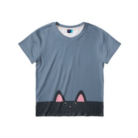 Детская футболка 3D с принтом Милашка котик в Екатеринбурге, 100% гипоаллергенный полиэфир | прямой крой, круглый вырез горловины, длина до линии бедер, чуть спущенное плечо, ткань немного тянется | животные | кот | котейка | котик | кошки | милашка | милота | милый