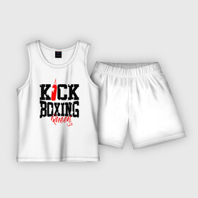 Детская пижама с шортами хлопок с принтом Kick boxing Queen в Екатеринбурге,  |  | Тематика изображения на принте: boxer | boxing | kick boxing | kickboxing | mma | queen | бокс | боксер | кик боксинг | кикбоксинг | королева бокса | тайский бокс