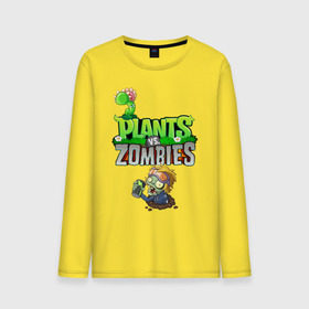 Мужской лонгслив хлопок с принтом Plants vs. Zombies в Екатеринбурге, 100% хлопок |  | Тематика изображения на принте: battle | game | plants vs zombies | plants vs zombies battle for neighborville | zombie | битва | битва за нейборвиль | зомби | игра | линии | надпись | растения | растения против зомби