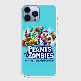 Чехол для iPhone 13 Pro Max с принтом Plants vs. Zombies в Екатеринбурге,  |  | Тематика изображения на принте: battle | game | plants vs zombies | plants vs zombies battle for neighborville | zombie | битва | битва за нейборвиль | зомби | игра | надпись | растения | растения против зомби