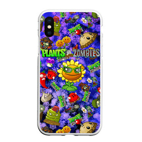 Чехол для iPhone XS Max матовый с принтом Plants vs Zombies в Екатеринбурге, Силикон | Область печати: задняя сторона чехла, без боковых панелей | plant | zombies | зомби | растения | растения против зомби