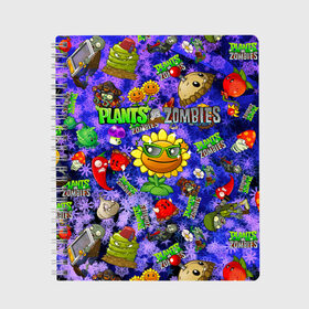 Тетрадь с принтом Plants vs Zombies в Екатеринбурге, 100% бумага | 48 листов, плотность листов — 60 г/м2, плотность картонной обложки — 250 г/м2. Листы скреплены сбоку удобной пружинной спиралью. Уголки страниц и обложки скругленные. Цвет линий — светло-серый
 | plant | zombies | зомби | растения | растения против зомби