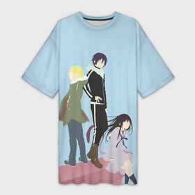 Платье-футболка 3D с принтом Yato, Yukine  Hiyori в Екатеринбурге,  |  | ghost | god of calamity | hiyori | iki | noragami | shinki | yato | yatogami | yukine | бездомный бог | бог бедствия | ики | призрак | секки | хиёри | шинки | юки | юкине | юкинэ | ято