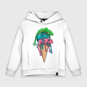 Детское худи Oversize хлопок с принтом IceCream в Екатеринбурге, френч-терри — 70% хлопок, 30% полиэстер. Мягкий теплый начес внутри —100% хлопок | боковые карманы, эластичные манжеты и нижняя кромка, капюшон на магнитной кнопке | cold | frog | frogs | horn | ice cream | summer | toad | winter | жаба | жабы | зима | картинка | картинки | лето | лягушка | лягушки | мороженное | мороженое | рожок | холодно