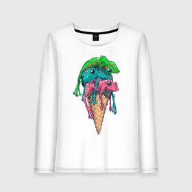 Женский лонгслив хлопок с принтом IceCream в Екатеринбурге, 100% хлопок |  | cold | frog | frogs | horn | ice cream | summer | toad | winter | жаба | жабы | зима | картинка | картинки | лето | лягушка | лягушки | мороженное | мороженое | рожок | холодно