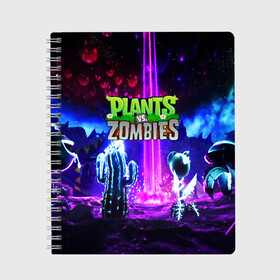 Тетрадь с принтом PLANTS VS ZOMBIES в Екатеринбурге, 100% бумага | 48 листов, плотность листов — 60 г/м2, плотность картонной обложки — 250 г/м2. Листы скреплены сбоку удобной пружинной спиралью. Уголки страниц и обложки скругленные. Цвет линий — светло-серый
 | Тематика изображения на принте: garden warfare | plants | plants vs. zombies | plants vs. zombies: garden warfare | popcap | zombies | кактус | картошка | подсолнух | растения против зомби | сад