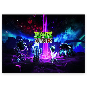 Поздравительная открытка с принтом PLANTS VS.ZOMBIES в Екатеринбурге, 100% бумага | плотность бумаги 280 г/м2, матовая, на обратной стороне линовка и место для марки
 | Тематика изображения на принте: garden warfare | plants | plants vs. zombies | plants vs. zombies: garden warfare | popcap | zombies | кактус | картошка | подсолнух | растения против зомби | сад