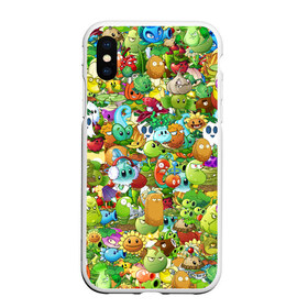 Чехол для iPhone XS Max матовый с принтом PLANTS VS ZOMBIES в Екатеринбурге, Силикон | Область печати: задняя сторона чехла, без боковых панелей | game | gamer | pattern | plants vs zombies | sticker | зомби | игры | паттерн | растения | растения против зомби | стикеры