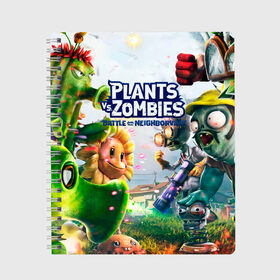 Тетрадь с принтом Plants vs Zombies в Екатеринбурге, 100% бумага | 48 листов, плотность листов — 60 г/м2, плотность картонной обложки — 250 г/м2. Листы скреплены сбоку удобной пружинной спиралью. Уголки страниц и обложки скругленные. Цвет линий — светло-серый
 | plants vs zombies | pvz | зомби | игра | растения | растения против зомби