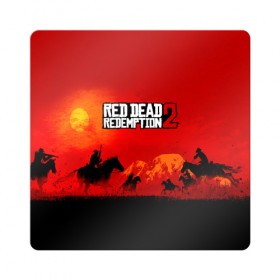 Магнит виниловый Квадрат с принтом RDR 2 в Екатеринбурге, полимерный материал с магнитным слоем | размер 9*9 см, закругленные углы | arthur morgan | cowboy | online | red dead online | red dead redemption 2 | rockstar games | wild west | артур морган | бандит | вестерн | винтовка | дикий запад | ковбой | рокстар