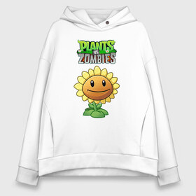 Женское худи Oversize хлопок с принтом PLANTS VS ZOMBIES в Екатеринбурге, френч-терри — 70% хлопок, 30% полиэстер. Мягкий теплый начес внутри —100% хлопок | боковые карманы, эластичные манжеты и нижняя кромка, капюшон на магнитной кнопке | battle | plants | plants vs zombies | pvsz | vs | zombies | растения против зомби