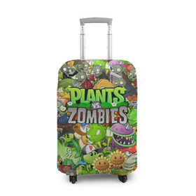 Чехол для чемодана 3D с принтом PLANTS VS ZOMBIES в Екатеринбурге, 86% полиэфир, 14% спандекс | двустороннее нанесение принта, прорези для ручек и колес | battle | plants | plants vs zombies | pvsz | vs | zombies | растения против зомби