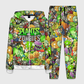 Мужской костюм 3D с принтом PLANTS VS ZOMBIES в Екатеринбурге, 100% полиэстер | Манжеты и пояс оформлены тканевой резинкой, двухслойный капюшон со шнурком для регулировки, карманы спереди | battle | plants | plants vs zombies | pvsz | vs | zombies | растения против зомби