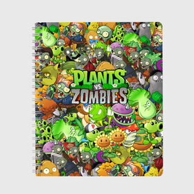 Тетрадь с принтом PLANTS VS ZOMBIES в Екатеринбурге, 100% бумага | 48 листов, плотность листов — 60 г/м2, плотность картонной обложки — 250 г/м2. Листы скреплены сбоку удобной пружинной спиралью. Уголки страниц и обложки скругленные. Цвет линий — светло-серый
 | Тематика изображения на принте: battle | plants | plants vs zombies | pvsz | vs | zombies | растения против зомби